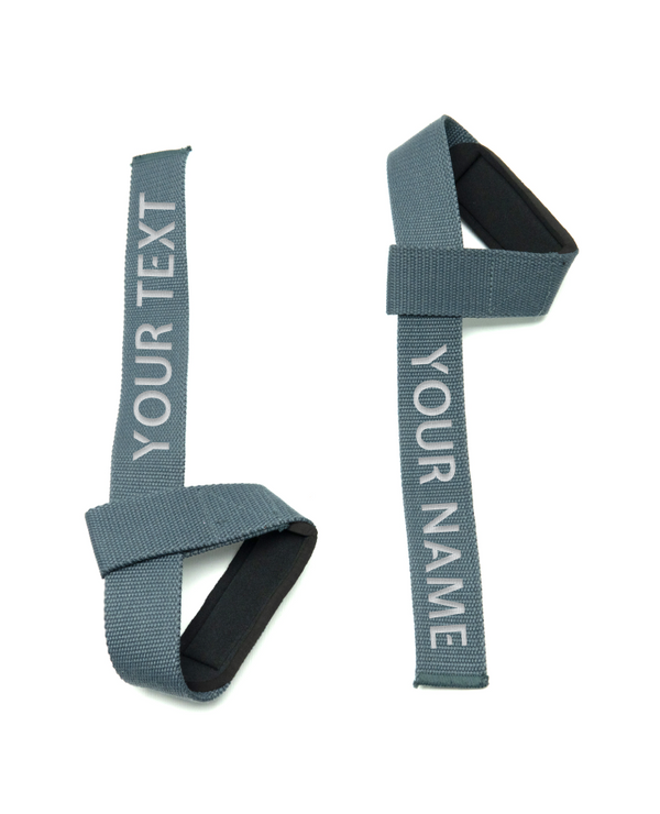 Personalised Lifting Straps - Grey